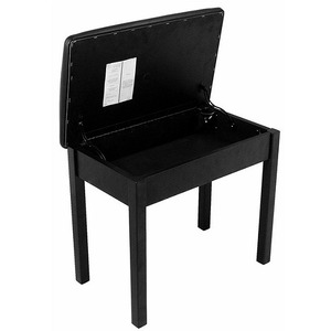 On Stage Keyboard/Piano Bench Flip-Top, Solid Wood & Vinyl in Black