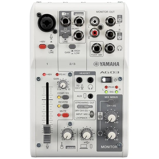 Yamaha AG03MK2 Live Streaming Mixer (White)