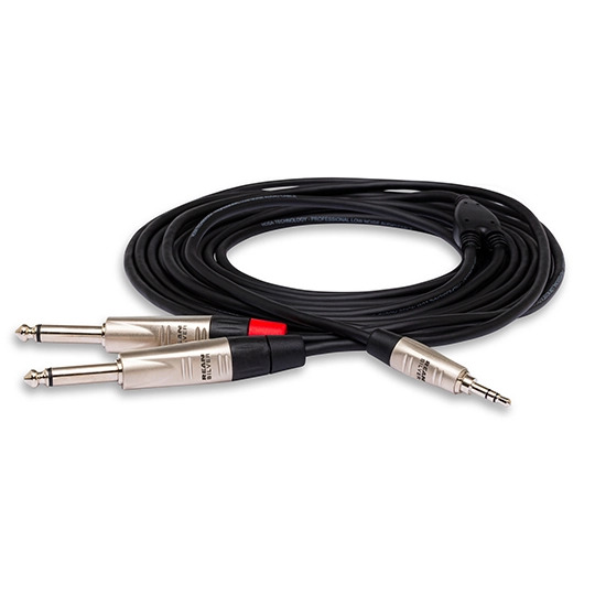 Hosa HMP-010Y REAN 3.5 mm TRS to Dual 1/4 in TS Pro Stereo Breakout (10ft)