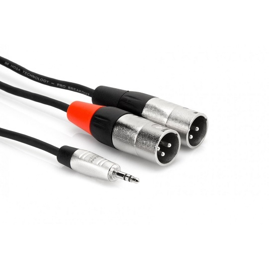 Hosa HMX-006Y Pro Stereo Breakout REAN 3.5 mm TRS to Dual XLR3M (6ft)
